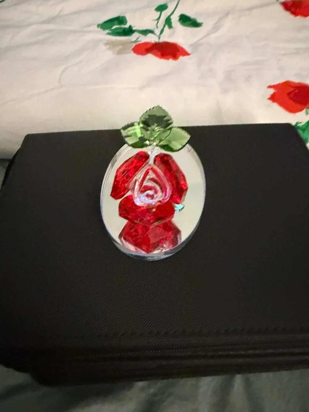 Glass Mirror Rose Crystal Decor